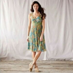 SUNDANCE Sea of Dreams Silk Midi Dress Paisley Sleeveless Blue V Neck Size 12‎